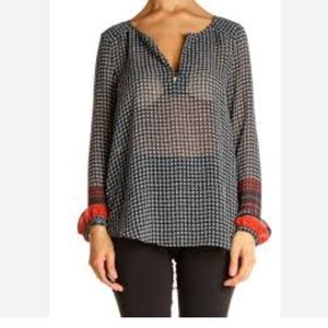 Women's Sanctuary sheer peasant boho blouse navy, red Size Small.